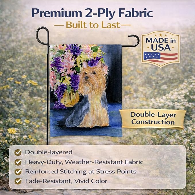 Caroline's Treasures SS8293GF Silky Terrier Garden Flag Mailbox Flag Decorative Yard Flag Banner Outside Patio Artwork Yard Flower Beds, Garden Size, Multicolor