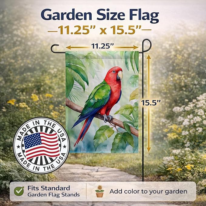 Caroline's Treasures Eclectus Parrot Garden Flag Mailbox Flag Decorative Yard Flag Banner Outside Patio Artwork Yard Flower Beds, Garden Size, Multicolor