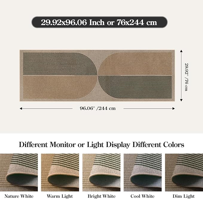 Lahome Enfys Modern Rainbow Easy Jute Rug, 2x8 Hallway Runner Washable Rugs for Entryway Farmhouse Kitchen Rug, Non Slip Indoor Outdoor Carpet Contemporary Throw Door Mat for Bedroom Porch