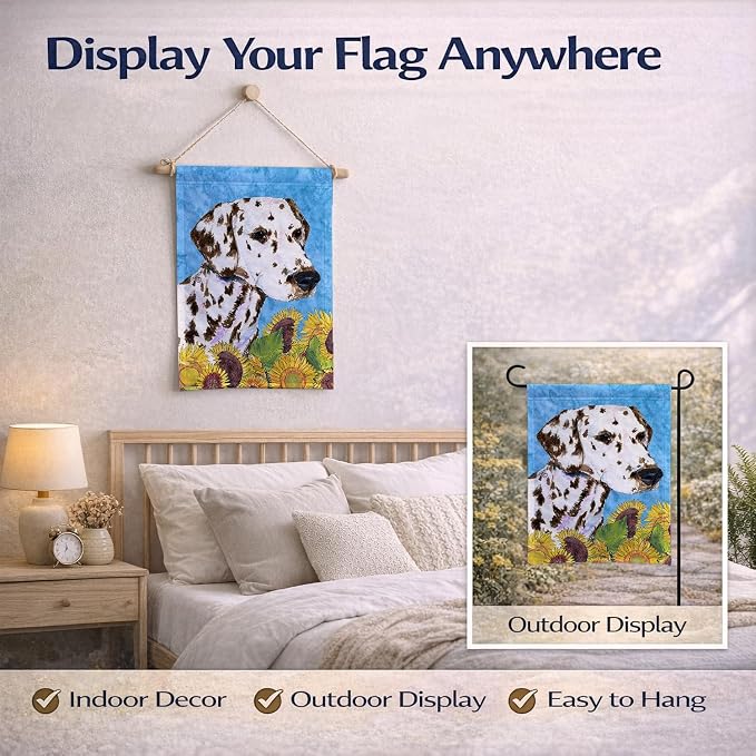 Caroline's Treasures SS4238GF Dalmatian in Summer Flowers Garden Flag Mailbox Flag Decorative Yard Flag Banner Outside Patio Artwork Yard Flower Beds, Garden Size, Multicolor