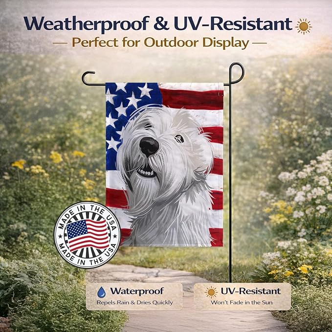 Caroline's Treasures CK6697GF Sealyham Terrier American Flag Garden Flag Mailbox Flag Decorative Yard Flag Banner Outside Patio Artwork Yard Flower Beds, Garden Size, Multicolor