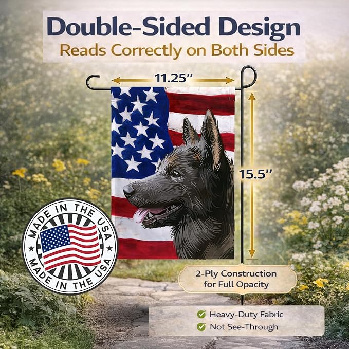 Caroline's Treasures CK6583GF Kai Ken American Flag Garden Flag Mailbox Flag Decorative Yard Flag Banner Outside Patio Artwork Yard Flower Beds, Garden Size, Multicolor