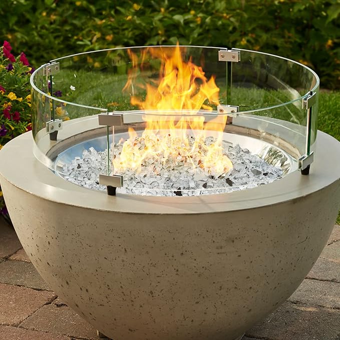 Onlyfire 10 lbs Fire Glass Rocks 1/4 Inch, Reflective Tempered Glass for Propane Fire Pit & Gas Fireplace, High Luster Firepit Glass Stones for Fire Table, Platinum (Multicolor Options Available)