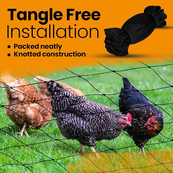Harvesto Heavy Duty Bird Netting for Chicken Coops & Runs | Tree & Garden Netting Mesh 1-1/2" | Keep Hawks, Birds & Predators Away | Bird Netting for Blueberry Bushes, Vegetables & Fruit (25' x 25’)