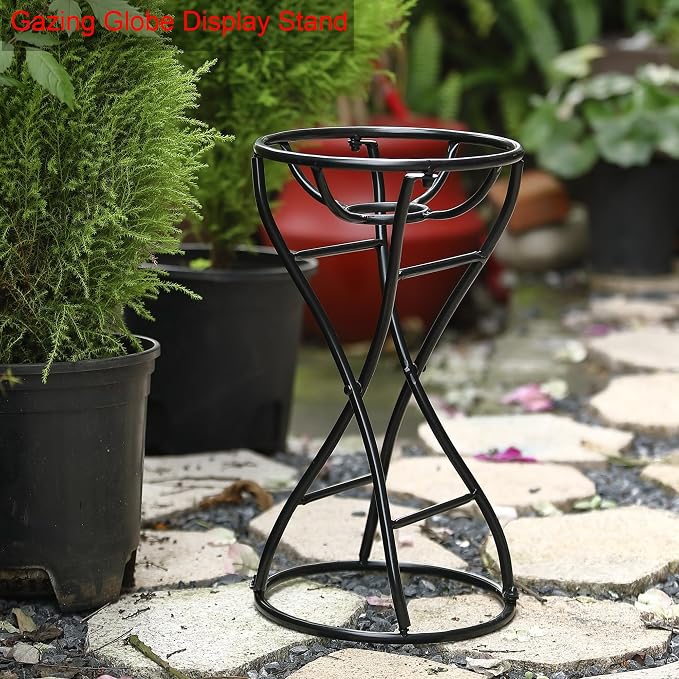 Metal Gazing Ball Holder Stands for 10 or 12 inch Balls, Black Outdoor Gazing Globe Stand for Garden, 9" L x 9" W x 16.6" H
