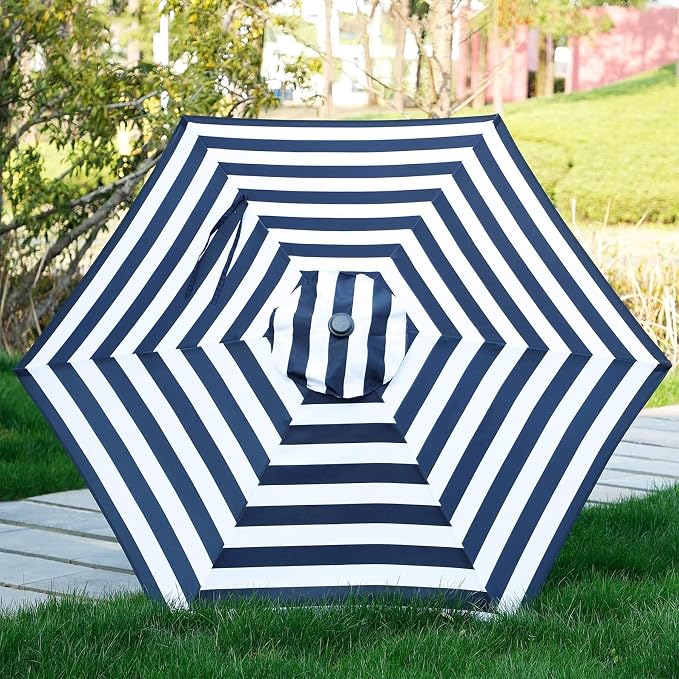Blissun 7.5 ft Patio Umbrella, Yard Umbrella, Outdoor Market Umbrella with Push Button Tilt Crank (Black&White)