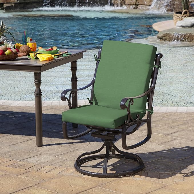 Arden 2-Pack Patio Dining Outdoor Chair Cushions, 20x44, Rain-Proof Seat Pad, Fade-Resistant Outdoor Bright Moss Green Leala