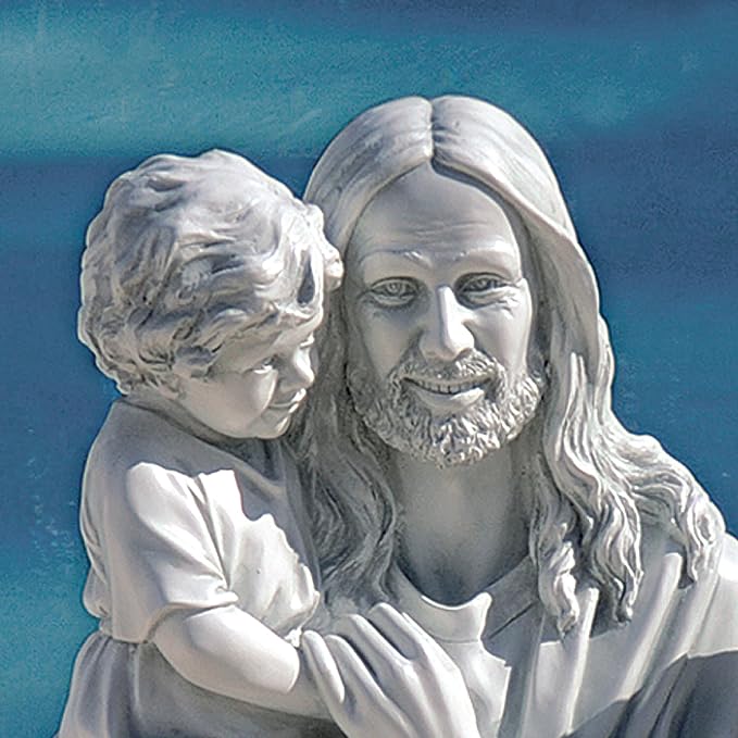 Design Toscano He Loves the Little Children Indoor/Outdoor Holy Religious Garden Statue, 28 Inches High, Cast Stone Resin, Antique Stone Finish