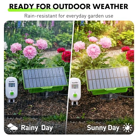 RAINPOINT Solar WiFi Drip Watering System & WiFi Moisture Sensor Combo Pack | App Control Smart Indoor/Outdoor Automatic Drip Irrigation Waterer & Visual Gauge WiFi Plant Soil Moisture Meter