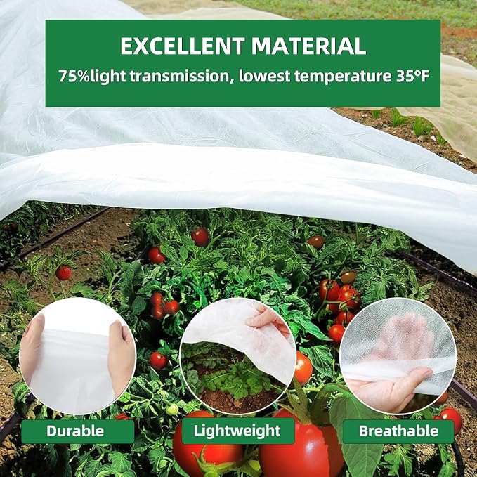 NANYEZH Plant Covers Freeze Protection, 10Ft x 30Ft Frost Blankets for Outdoor Plants, 1.1oz/yd² Garden Floating Row Fabric Cover, Raised Garden Bed Cover for Winter Vegetables, Pest, Sun Protection