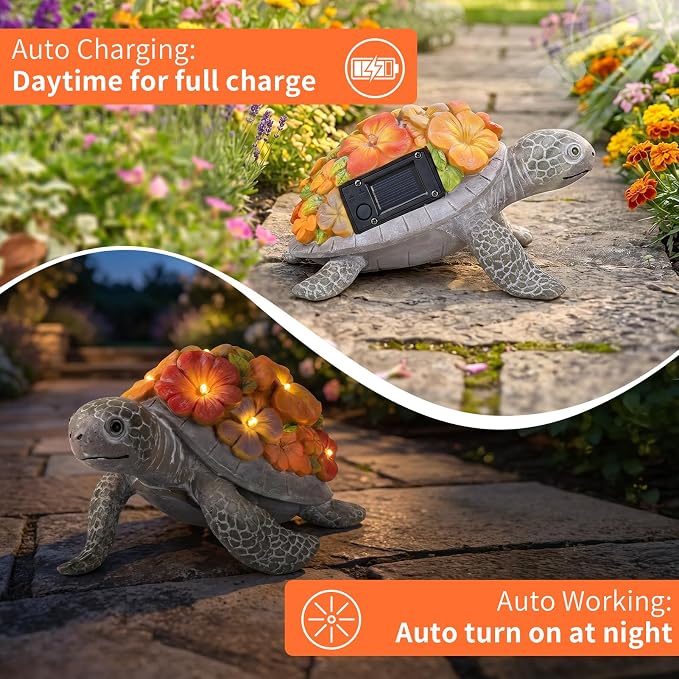 Lavezee Turtle Garden Decor for Outdoor,Yard, Lawn, Patio, Porch, Balcony Decoration, Turtle Statue Unique Birthday Housewarming Gifts for Women Men Mom Dad