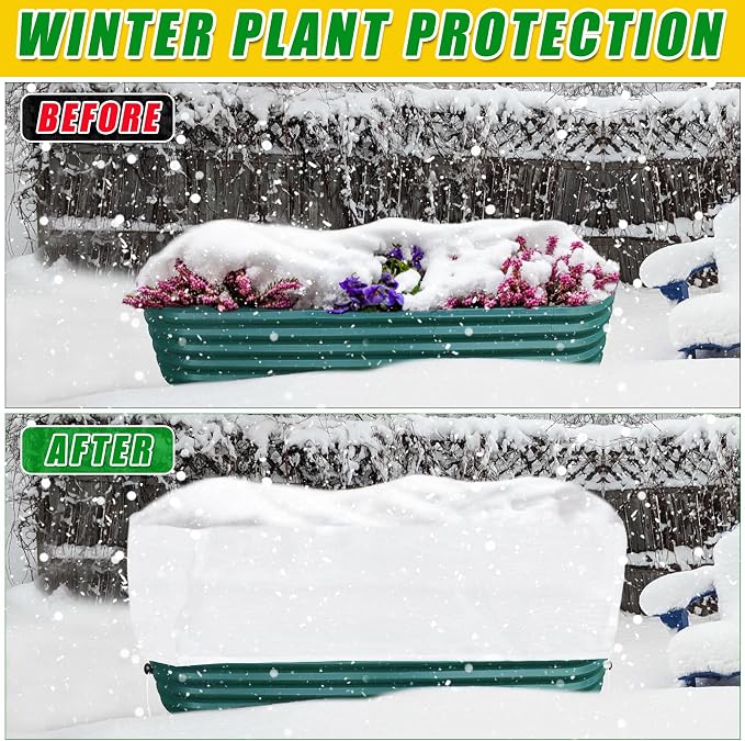 Frost Cloth Plant Freeze Protection, 4.6x2.3 FT Raised Bed Cover for Winter | Rectangular Plant Covers Freeze Protection with Insulated Liner, Frost Cloth Blanket for Outdoor Plants Raised Garden Beds