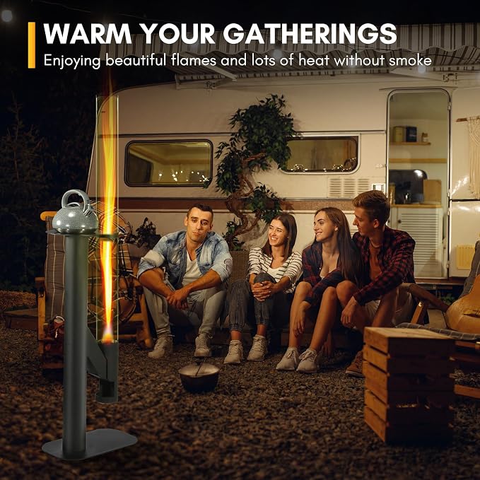 Rayzi 67 Inch Pellet Stove, Decorative Patio Wood Pellet Heater, Pellet Fire Pit