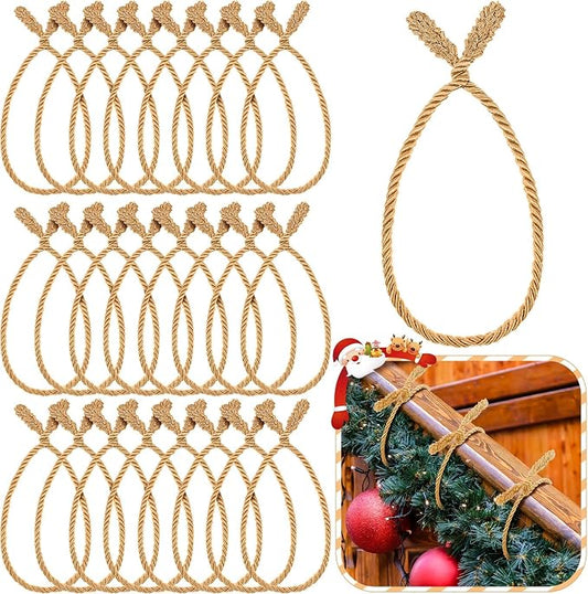 Zhengmy 24 Pcs 30 Inch Christmas Garland Ties Decorative Twist Ties for Banister Reusable Flexible Twist for Stairway Christmas Garland Hanger Xmas Railing Decor Holiday Craft Wrapping(Gold)