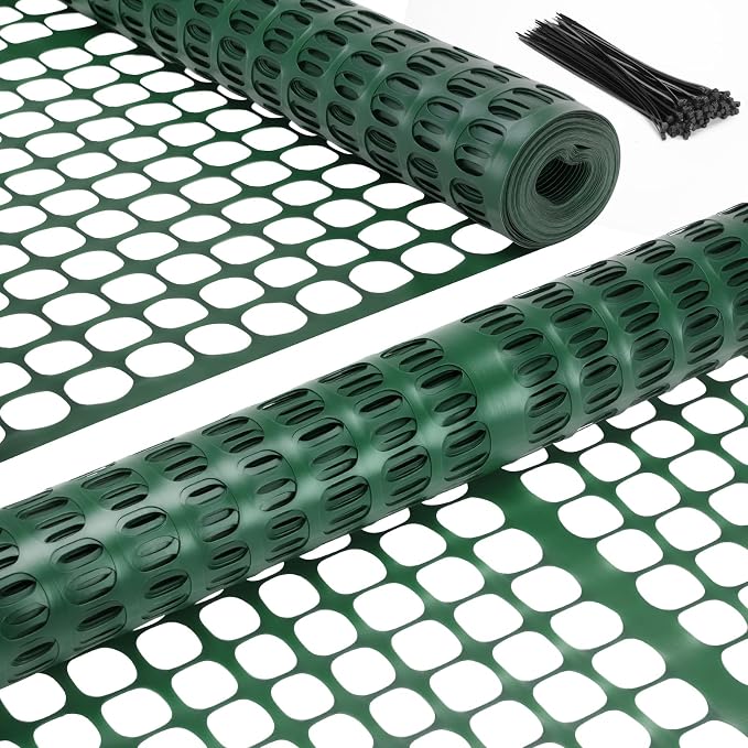 Ohuhu 15LB Heavy Duty Plastic Garden Fence Safety Fence, 4x100 FT Reusable Netting Plastic Mesh Fence Roll, Temporary Fencing for Animal Barrier Pool Fence for Poultry Rabbits Chicken Dogs