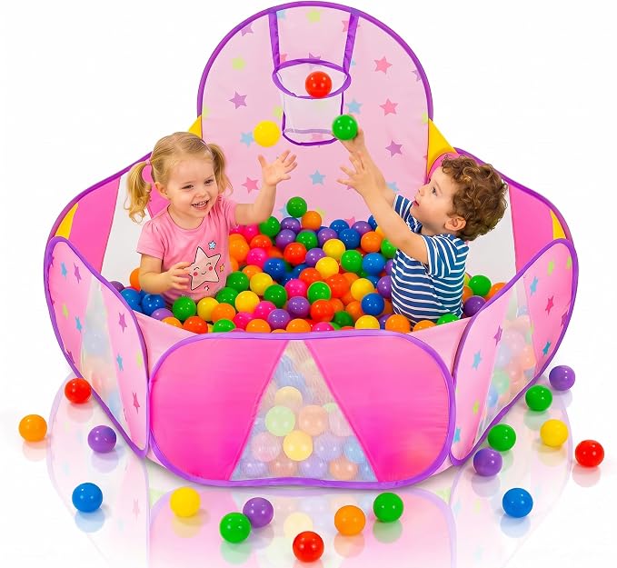 Ball Pit for Toddlers | Kids Ball Pit | Ball Pool for Babies | Piscina de Pelotas para Bebes | Playpen with Basketball Hoop and Zipper Storage Bag, 4 Ft/120CM G : Balls NOT Included