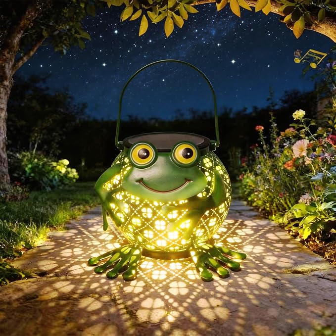 Solar Lanterns Outdoor, Solar Lights Outdoor Garden Decor, Waterproof Outdoor Hanging Lantern Solar Garden Lights Frog for Outside Patio Yard, Lawn, Porch, Backyard Decoration