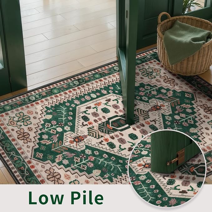 Ciicool Washable Non Slip Runner Rug,2x6ft Vintage Hallway Kitchen Rugs | Soft Oriental Indoor Mat Thin Boho Entry Carpet for Entrance Bedroom Bedside Living Room Laundry Bathroom Decor