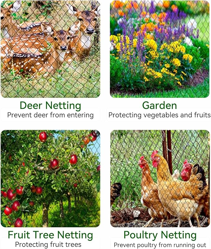 Bird Netting for Garden 15x20 Ft, 1/2 Inch Mesh Heavy Duty Garden Netting for Plants, Fruit Trees & Blueberries, UV Resistant Outdoor Protection Against Birds, Squirrels, Deer & Poultry