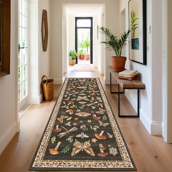 ROYHOME Mushroom Rug Black