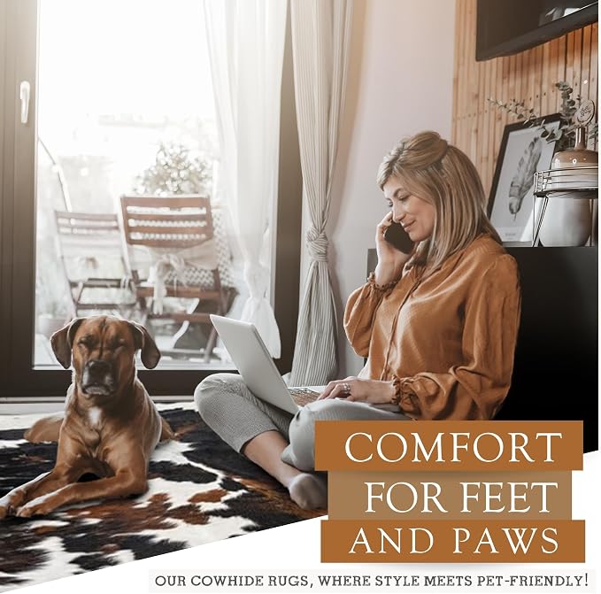 Sunshine Cowhides 100% Genuine Dark Brindle Cowhide Rug - Modern Style Animal Skin Rug & Floor Carpet for Living Room, Bedroom, Kitchen & More - Large (6x6-7ft)