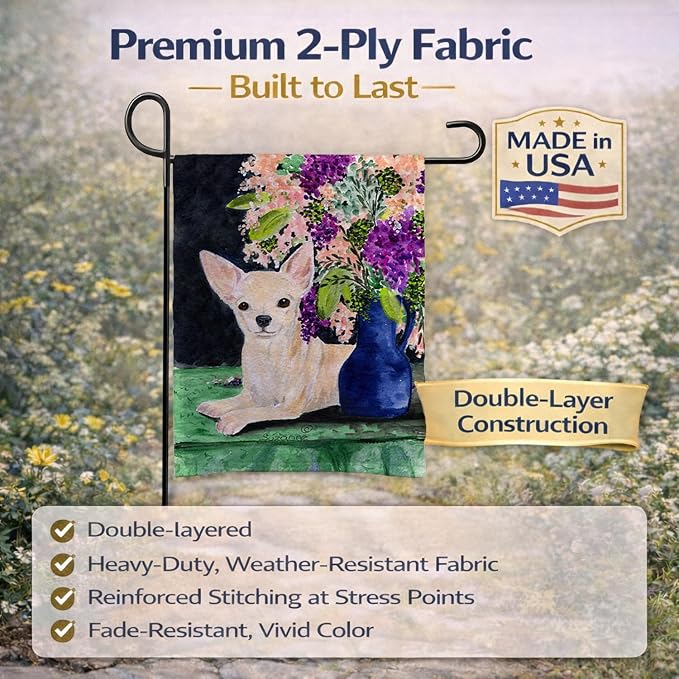 Caroline's Treasures SS8289GF Chihuahua Garden Flag Mailbox Flag Decorative Yard Flag Banner Outside Patio Artwork Yard Flower Beds, Garden Size, Multicolor