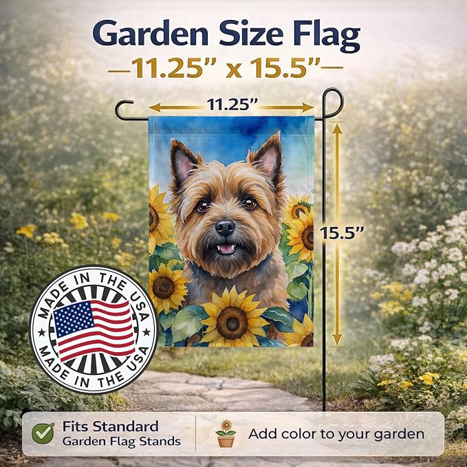Caroline's Treasures DAC6044GF Cairn Terrier in Sunflowers Garden Flag Mailbox Flag Decorative Yard Flag Banner Outside Patio Artwork Yard Flower Beds, Garden Size, Multicolor