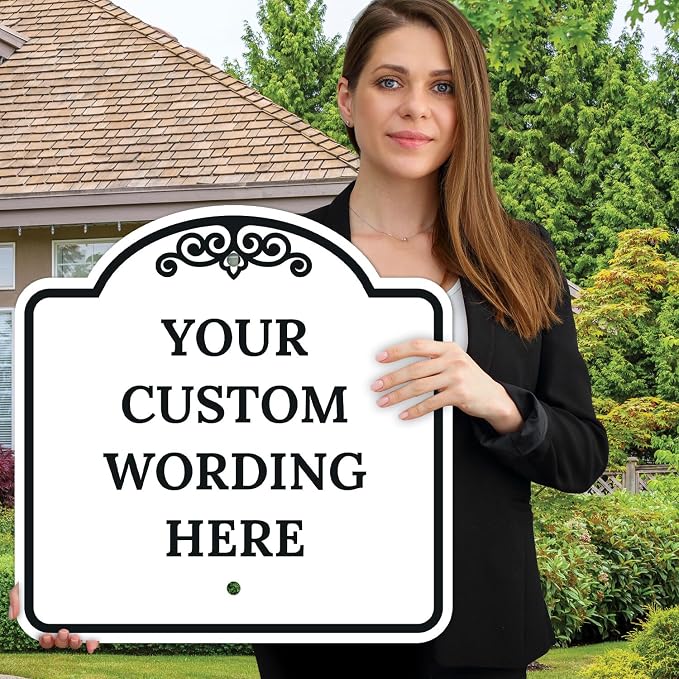 Custom Decorative Sign, Personalized Metal Sign for Business, Driveway, Home, Airbnb, Office Door Plaque,Black Border Sign, 24x24 Inches, ACM, Fade Resistant, Made in USA by Sigo Signs