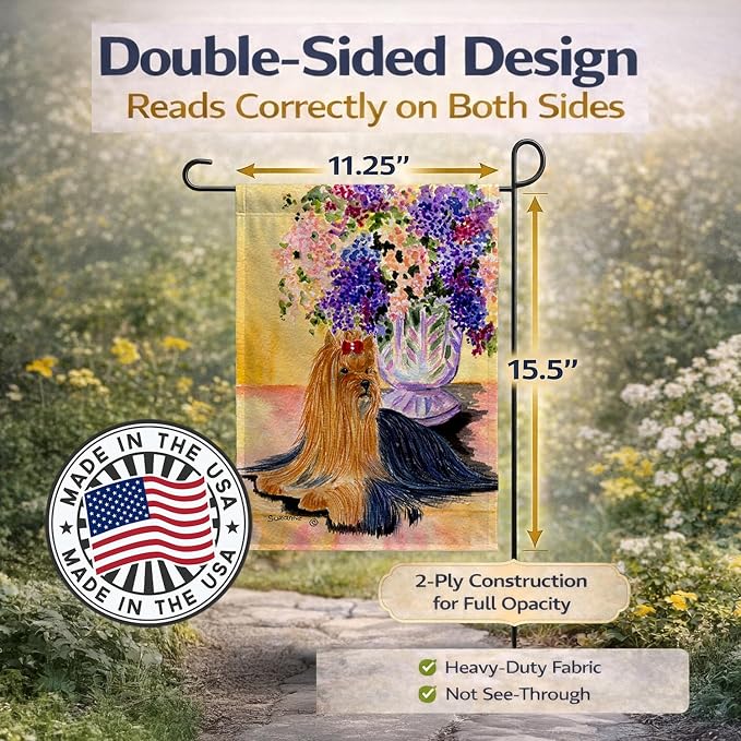Caroline's Treasures SS8304GF Yorkie Garden Flag Mailbox Flag Decorative Yard Flag Banner Outside Patio Artwork Yard Flower Beds, Garden Size, Multicolor