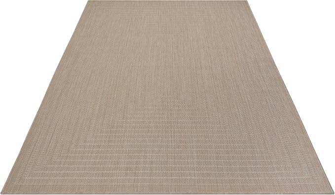 Adiva Rugs Outdoor Indoor Area Rug, Weather Resistant, Easy to Clean, Stain Resistant Floor Mat for Dining Room, Backyard, Deck, Patio (Natural Beige, 9' x 12')
