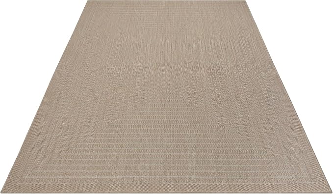 Adiva Rugs Outdoor Indoor Area Rug, Weather Resistant, Easy to Clean, Stain Resistant Floor Mat for Dining Room, Backyard, Deck, Patio (Natural Beige, 6' x 9')