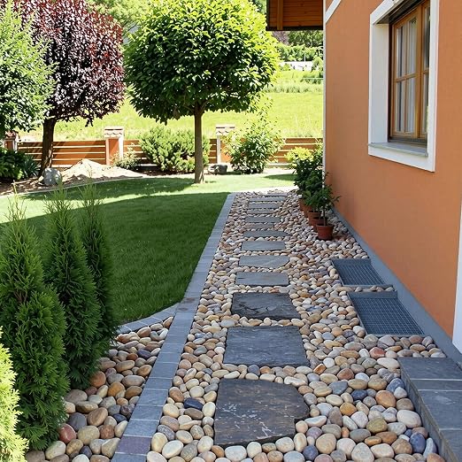 Pulovin 20 lbs River Rocks for Aquarium, 3-4 Inch Fish Tank Rocks, Natural Decorative Garden Rocks Outdoor Landscaping, Large Stone for Walkways, Yard, Vases, Crafts