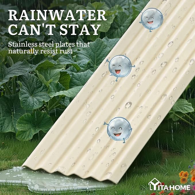 YITAHOME 6x3x3ft Galvanized Raised Garden Bed, Metal Planter Box with Safety Rubber, Gloves, Outdoor Flower Bed for Planting Plants Vegetables, Cream Yellow