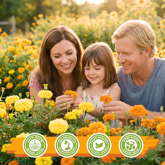 French Marigold Seeds for Planting, 1OZ 10000+ Heirloom Flower Seeds Perennial Seed Packet,Home and Garden Easy to Grow, Indoor & Outdoor Gardening, Plant & Quick Blooming