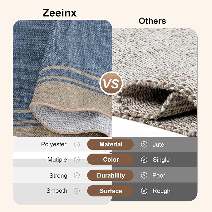 Easy Jute Kitchen Runner 2x6 Kitchen Runner Rug Washable Non Slip Outdoor Rug for Entryway Farmhouse Neutral Low Pile Scalloped Carpet for Hallyway Proch Doorway