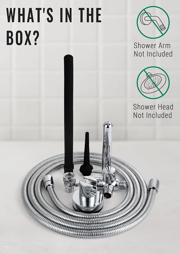 Shower Enema System with Water Control Valve, 100 Inches Hose, Silicone Nozzles Enema Attachment for Men and Women Portable Cleaning, Enema Nozzle Kit Cleaner