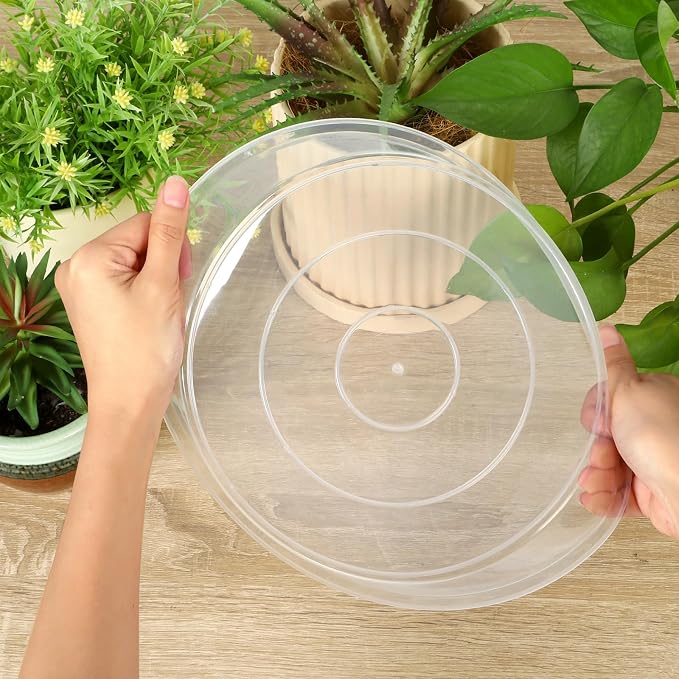 4 6 8 10 12 14 16 18 20 22 Inch Clear Plant Saucer, 5 Pack Durable Plastic Water Catcher Trays for Flower Pots, Plant Drip Trays for Indoor Outdoor Planter(20inch)