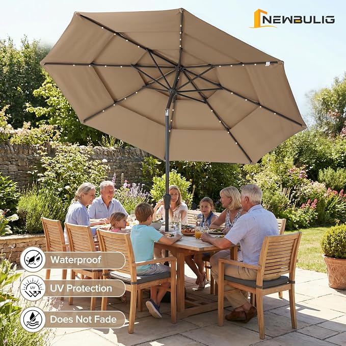 NEWBULIG 10FT Patio Umbrella, Offset Cantilever Outdoor Patio Table Umbrella, UV Protection, Fade Resistant Fabric, Easy Tilt Adjustment for Pool, Deck, Garden, Backyard, Red