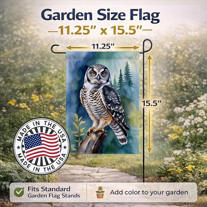 Caroline's Treasures Northern Hawk Owl Garden Flag Mailbox Flag Decorative Yard Flag Banner Outside Patio Artwork Yard Flower Beds, Garden Size, Multicolor
