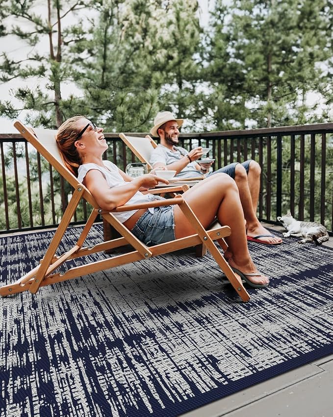 MontVoo Outdoor Rug Waterproof 9x12ft Outdoor Patio Rug Mat Reversible Plastic Straw Outside Rug Carpet Outdoor Rugs for RV Camping Picnic Beach Balcony Porch Deck