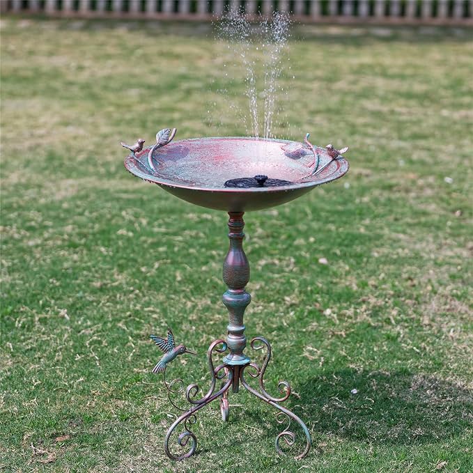 Pedestal Bird Bath for Outside, Extra-Large Birdbath with 20 Inch Dia Bowl, 28" H Metal Bird Baths & Bird Feeder for Outdoor Garden Patio Yard Decor,Bronze