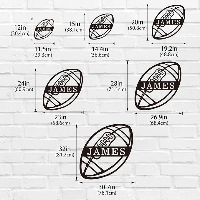 Custom American Football Metal Wall Art – Personalized Team Name Sign, Sports Player Gift, Metal Football Decor for Home, Locker Room & Man Cave