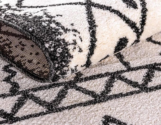 Unique Loom Fez Collection Tribal, Moroccan, Bohemian Area Rug (6' 0 x 6' 0 Round, Beige/ Black)