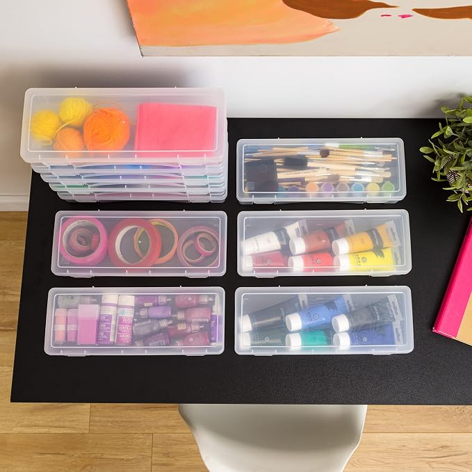 IRIS USA Clear Storage Cases, 10-Pack, |Made in USA|, Plastic Bead Organizing Containers with Snap Lid for Arts, Crafts, Ephemera, Stickers, & Dance Cheer, Clear - Large