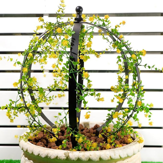 Yohsnor Metal Obelisk Trellis for Outdoor Garden - 18x22 Inches Durable Round Topiary Frame, Easy Assembly & Compact Storage, Perfect for Climbing Plants Decorative Garden Accent
