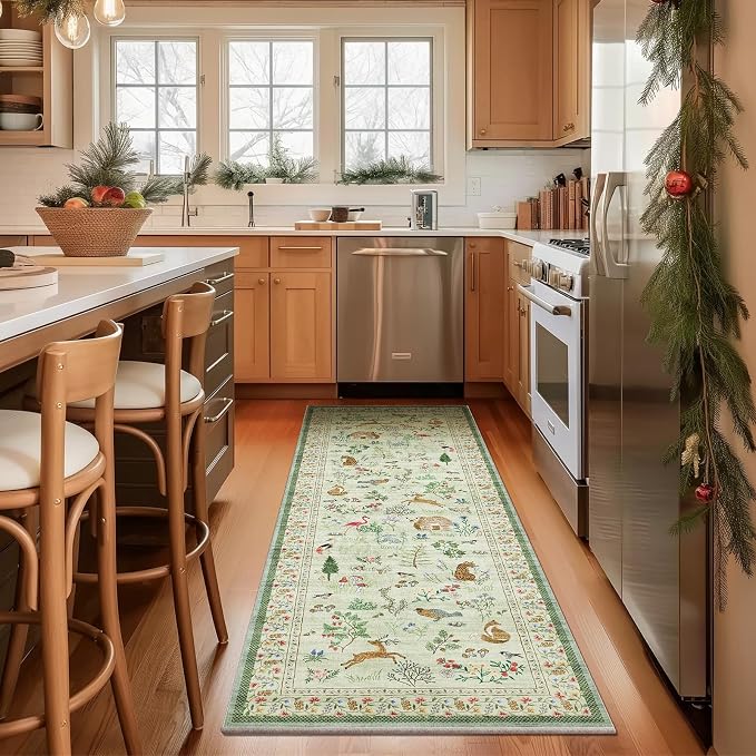 Machine Washable Kitchen Runner Rugs: 2'6"x8' Hallway Runner Non Slip Low Pile Stain Resistant Soft Carpet Runner Rugs for Bedroom Hallway Indoor Entryway Kitchen Laundry Room Beside Farmhouse