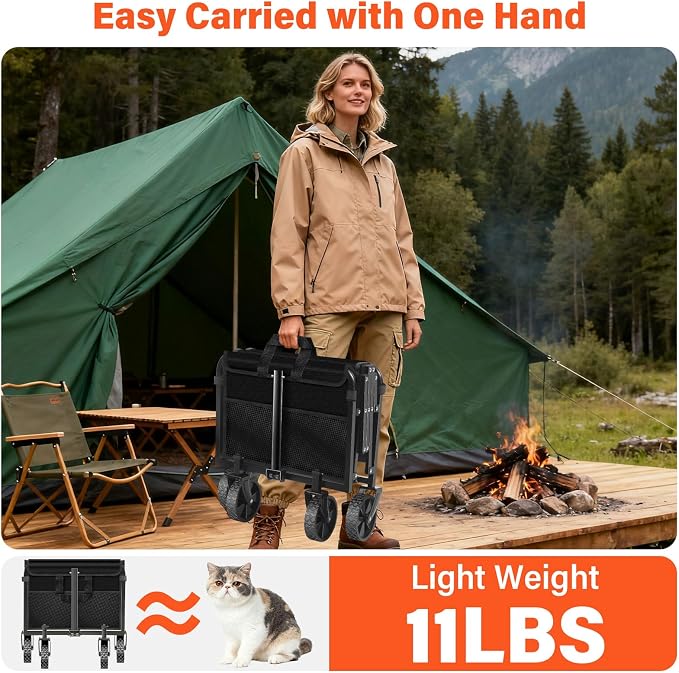 Wagons Carts Foldable - Portable Folding Collapsible Wagons with Wheels - Heavy Duty Utility Carts for Groceries, Shopping, Camping, Sports, Garden，Beach - Black
