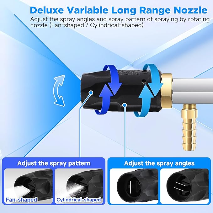 FIXFANS Pressure Washer Long Range Nozzle 3-3.5 GPM with 45 FT Braid Hose | Adjustable Downstream Injector Power Washer Spray Nozzle Kit, External Chemical Injection, 1/4'' Quick Connect, 2000-3000PSI