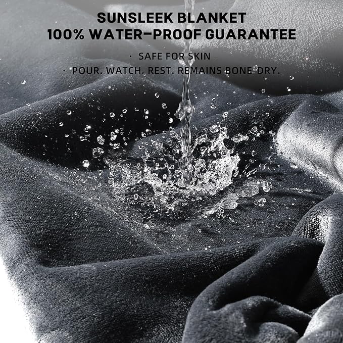 Sunsleek Bed Blanket Waterproof Sherpa Fleece Blanket for Sofa Couch Travel, Reversible Throw Blanket for Large Dog Puppy Cat, Furniture Protector(Grey, 80x108 inches)