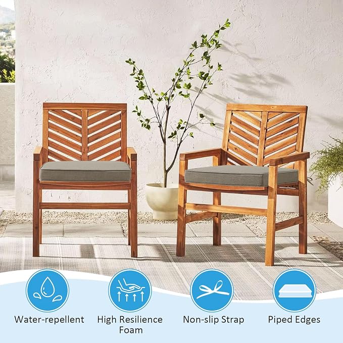 17 x 16 Inch Sunbrella Outdoor Chair Cushions with Tie Straps, Set of 4 Thick Water Repellent Round Patio Chair Pads for Garden Lawn Patio Furniture, Cast Shale